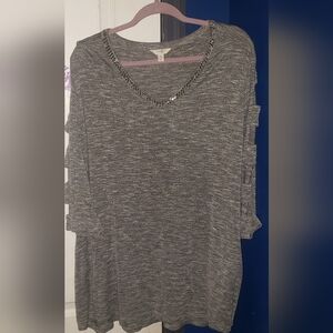 Terra & Sky Charcoal V-Neck Blouse